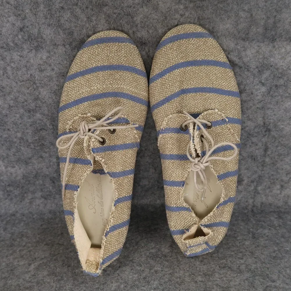 Anniel Shoes Womens 35 Oxford Ballet Flats Fashion Classic Metallic Stripe Soft